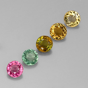 캐럿 천연 멀티컬러 투르말린 보석, 라운드 컷, 4.71 mm, VVS-VS