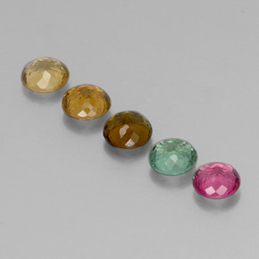 캐럿 천연 멀티컬러 투르말린 보석, 라운드 컷, 4.71 mm, VVS-VS