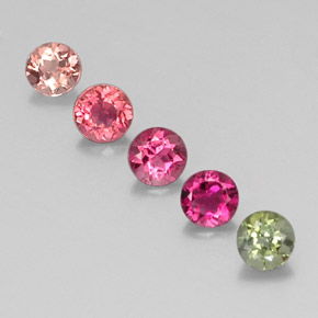 캐럿 천연 멀티컬러 투르말린 보석, 라운드 컷, 4.06 mm, VVS-VS