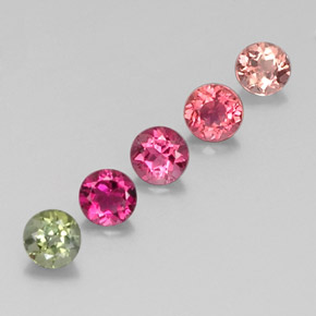 캐럿 천연 멀티컬러 투르말린 보석, 라운드 컷, 4.06 mm, VVS-VS