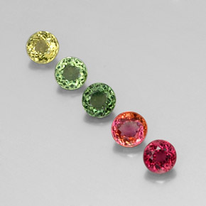 캐럿 천연 멀티컬러 투르말린 보석, 라운드 컷, 4.49 mm, VVS-VS