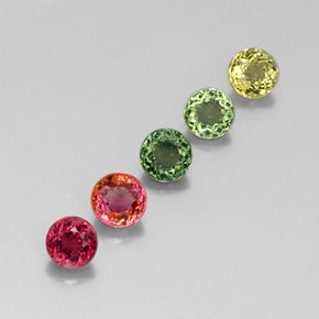 캐럿 천연 멀티컬러 투르말린 보석, 라운드 컷, 4.49 mm, VVS-VS