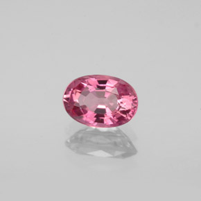 0.91캐럿 천연 로즈 핑크 투르말린, 타원형 컷, 7.4×5.1 mm, VS-SI