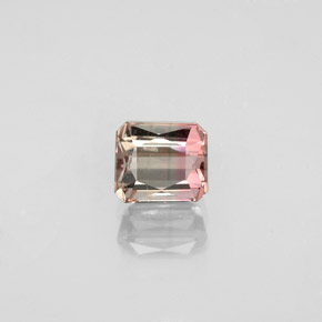0.73캐럿 천연 바이컬러 투르말린, 에메랄드 컷, 5.2×4.6 mm, SI
