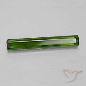 3.45캐럿 천연 흙빛 녹색 투르말린, 에메랄드 컷, 25.2×3.9 mm, VVS