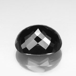 36.01캐럿 천연 검정색 투르말린, 타원형 컷, 22.1×16.8 mm, 불투명체
