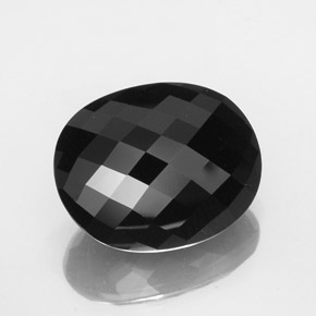 28.81캐럿 천연 검정색 투르말린, 타원형 컷, 21.3×17.2 mm, 불투명체