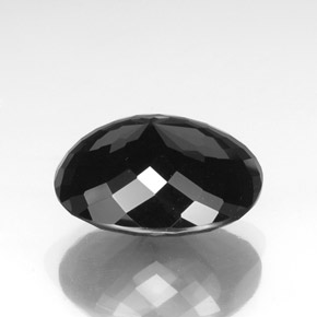 28.81캐럿 천연 검정색 투르말린, 타원형 컷, 21.3×17.2 mm, 불투명체