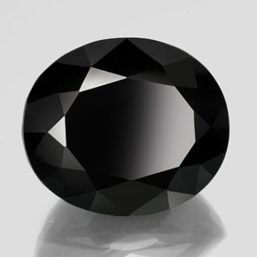 88.82캐럿 천연 검정색 투르말린, 타원형 컷, 29.1×24.8 mm, 불투명체