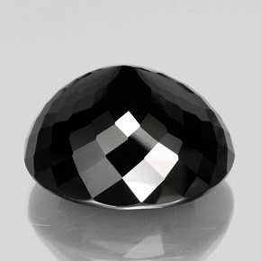88.82캐럿 천연 검정색 투르말린, 타원형 컷, 29.1×24.8 mm, 불투명체