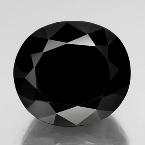 61.64캐럿 천연 검정색 투르말린, 타원형 컷, 24.9×22.3 mm, 불투명체