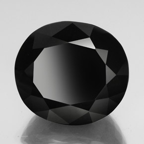 61.64캐럿 천연 검정색 투르말린, 타원형 컷, 24.9×22.3 mm, 불투명체