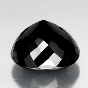 61.64캐럿 천연 검정색 투르말린, 타원형 컷, 24.9×22.3 mm, 불투명체
