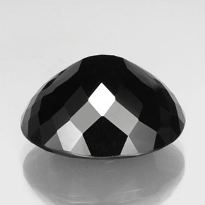 49.27캐럿 천연 검정색 투르말린, 타원형 컷, 25×20.1 mm, 불투명체