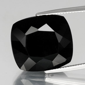 26.13캐럿 천연 검정색 투르말린, 쿠션 컷, 19.1×17.2 mm, 불투명체