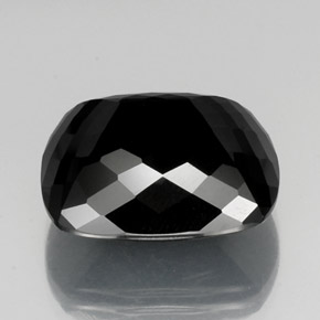 26.13캐럿 천연 검정색 투르말린, 쿠션 컷, 19.1×17.2 mm, 불투명체