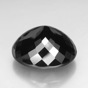 74.70캐럿 천연 검정색 투르말린, 타원형 컷, 27.5×23.5 mm, 불투명체