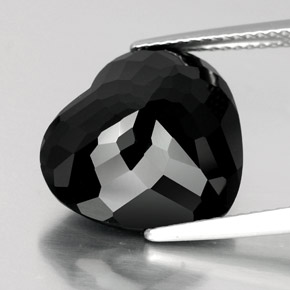11.35캐럿 천연 검정색 투르말린, 하트 모양, 14.9×13.3 mm, 불투명체