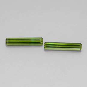 캐럿 천연 그린 투르말린 보석, 에메랄드 컷, 14.4×2.8 mm, VS-SI