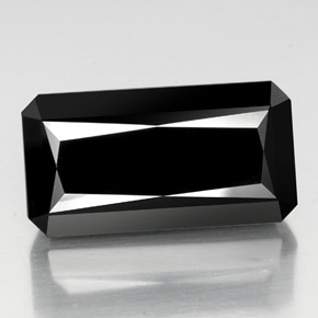 38.90캐럿 천연 검정색 투르말린, 에메랄드 컷, 25.2×13.3 mm, 불투명체