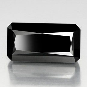38.90캐럿 천연 검정색 투르말린, 에메랄드 컷, 25.2×13.3 mm, 불투명체