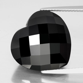 25.72캐럿 천연 검정색 투르말린, 하트 모양, 18.1×17.1 mm, 불투명체