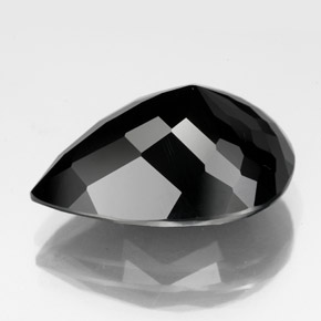 11.73캐럿 천연 검정색 투르말린, 배 모양, 17.9×13.2 mm, 불투명체