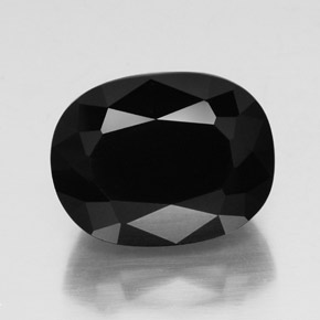 24.64캐럿 천연 검정색 투르말린, 타원형 컷, 18.7×14.3 mm, 불투명체