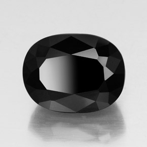24.64캐럿 천연 검정색 투르말린, 타원형 컷, 18.7×14.3 mm, 불투명체