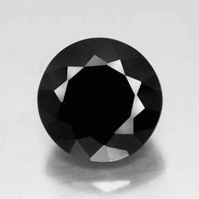 11.90캐럿 천연 검정색 투르말린, 라운드 컷, 13.61 mm, 불투명체
