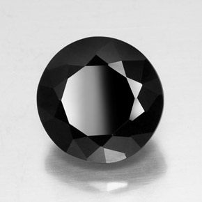 11.90캐럿 천연 검정색 투르말린, 라운드 컷, 13.61 mm, 불투명체