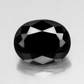 6.99캐럿 천연 검정색 투르말린, 타원형 컷, 13.2×10.5 mm, 불투명체