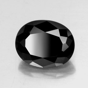 6.99캐럿 천연 검정색 투르말린, 타원형 컷, 13.2×10.5 mm, 불투명체