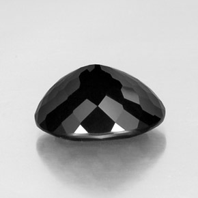 6.99캐럿 천연 검정색 투르말린, 타원형 컷, 13.2×10.5 mm, 불투명체