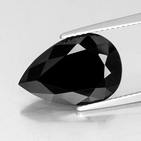 6.19캐럿 천연 검정색 투르말린, 배 모양, 16.6×11.2 mm, 불투명체