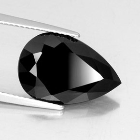 6.19캐럿 천연 검정색 투르말린, 배 모양, 16.6×11.2 mm, 불투명체