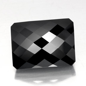 31.26캐럿 천연 검정색 투르말린, 에메랄드 컷, 19.6×14.8 mm, 불투명체