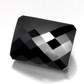 31.26캐럿 천연 검정색 투르말린, 에메랄드 컷, 19.6×14.8 mm, 불투명체