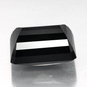 31.26캐럿 천연 검정색 투르말린, 에메랄드 컷, 19.6×14.8 mm, 불투명체