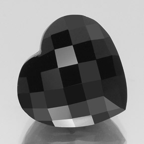 23.92캐럿 천연 검정색 투르말린, 하트 모양, 17.2×16.4 mm, 불투명체
