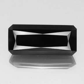 28.68캐럿 천연 검정색 투르말린, 에메랄드 컷, 26.6×11.9 mm, 불투명체