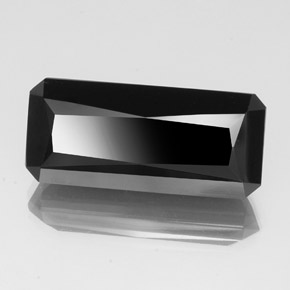 28.68캐럿 천연 검정색 투르말린, 에메랄드 컷, 26.6×11.9 mm, 불투명체