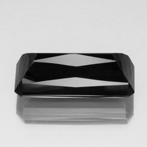 28.68캐럿 천연 검정색 투르말린, 에메랄드 컷, 26.6×11.9 mm, 불투명체