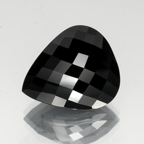 23.98캐럿 천연 골드 광택이 있는 블랙 투르말린, 배 모양, 20×17.3 mm, 불투명체