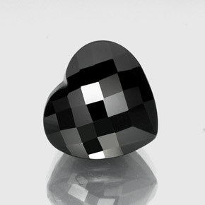 19.13캐럿 천연 검정색 투르말린, 하트 모양, 15.8×14.7 mm, 불투명체