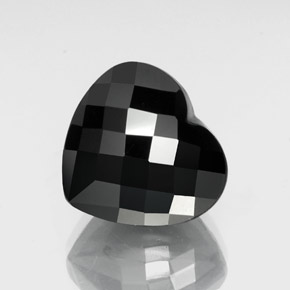 19.13캐럿 천연 검정색 투르말린, 하트 모양, 15.8×14.7 mm, 불투명체