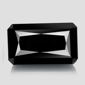 22.79캐럿 천연 검정색 투르말린, 에메랄드 컷, 21.2×12.5 mm, 불투명체
