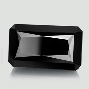 22.79캐럿 천연 검정색 투르말린, 에메랄드 컷, 21.2×12.5 mm, 불투명체