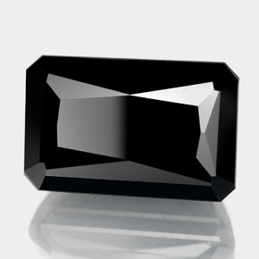 14.50캐럿 천연 검정색 투르말린, 에메랄드 컷, 16.2×10.5 mm, 불투명체
