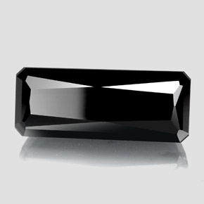 18.37캐럿 천연 검정색 투르말린, 에메랄드 컷, 23.2×9.4 mm, 불투명체